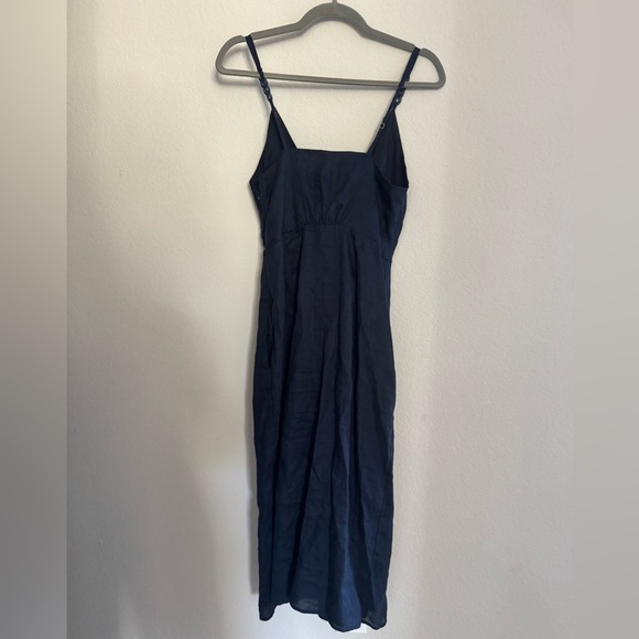 REISS | Esme Linen Dress navy 4 - Picture 9 of 14